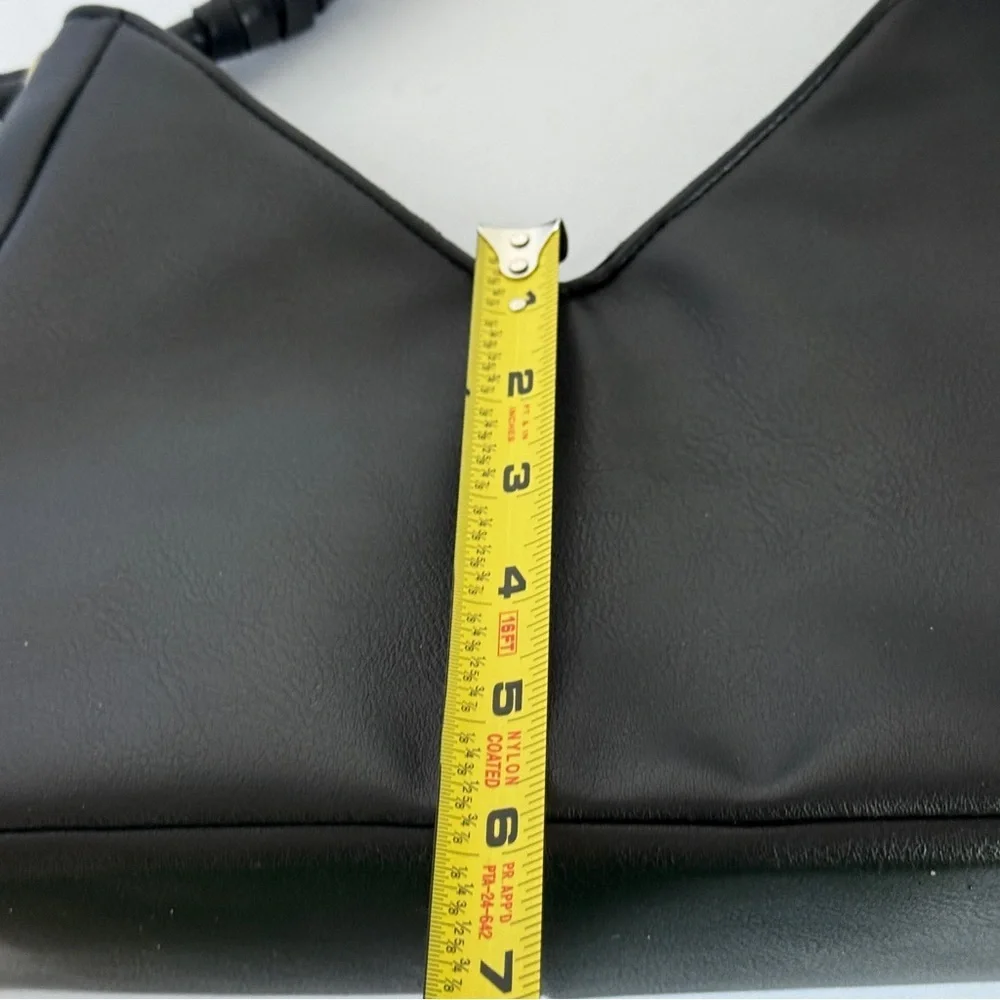 Black Faux Leather Shoulder Bag